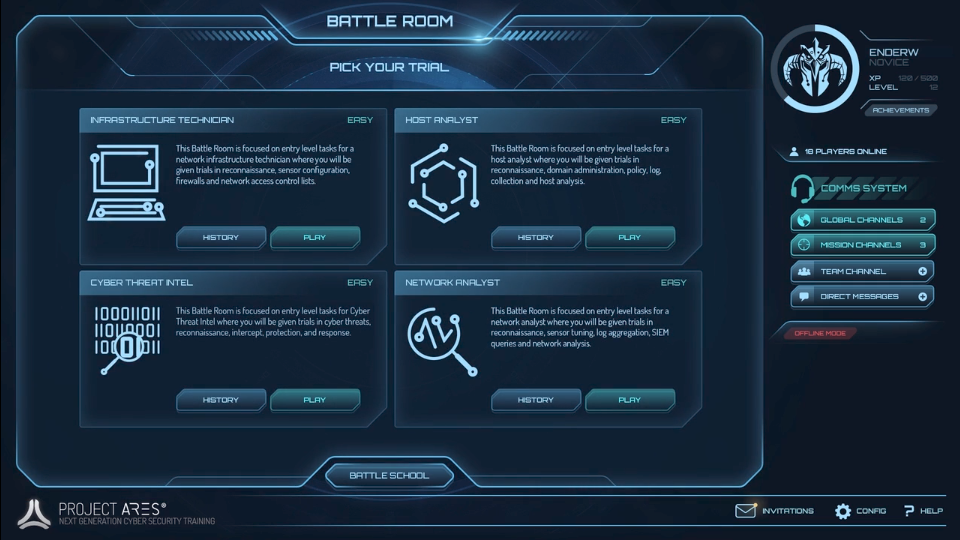 Screenshot of the Project Ares Battle Room